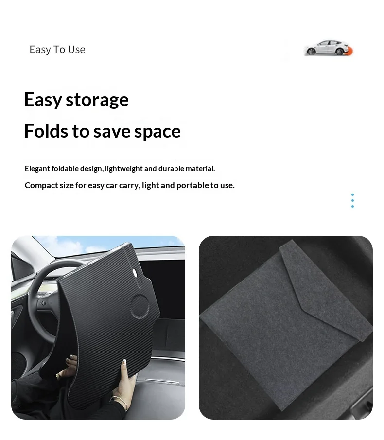 Folding Car Steering Wheel Board Laptop Foldable Desk Mount Eating Drinks Tray Holder For Tesla Model 3 Highland Y Juniper YL view 6