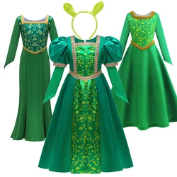Fantasy Fiona Cosplay Girls Green Dress Clothing Cartoon Monster Costume Disguise Kids Role play Halloween Outfits Children