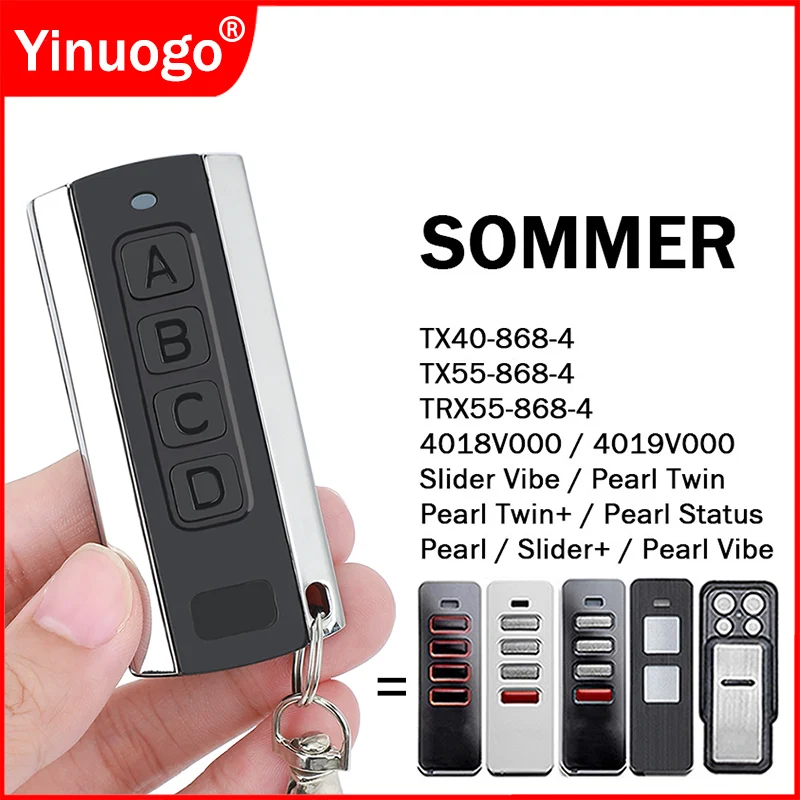 For SOMMER PEARL 4018 4019 4018V000 4019V000 TX55-868-4 Garage Door Remote Control 868.8MHz 868.95MHz SOMMER SOMloq2 Transmitter