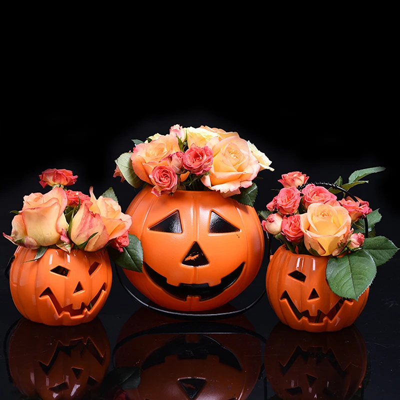 1PC Pumpkin Bucket Halloween Candy Trick Or Treat Buckets Holder Pail Mini Basket Halloween Gift Home Decoration Props