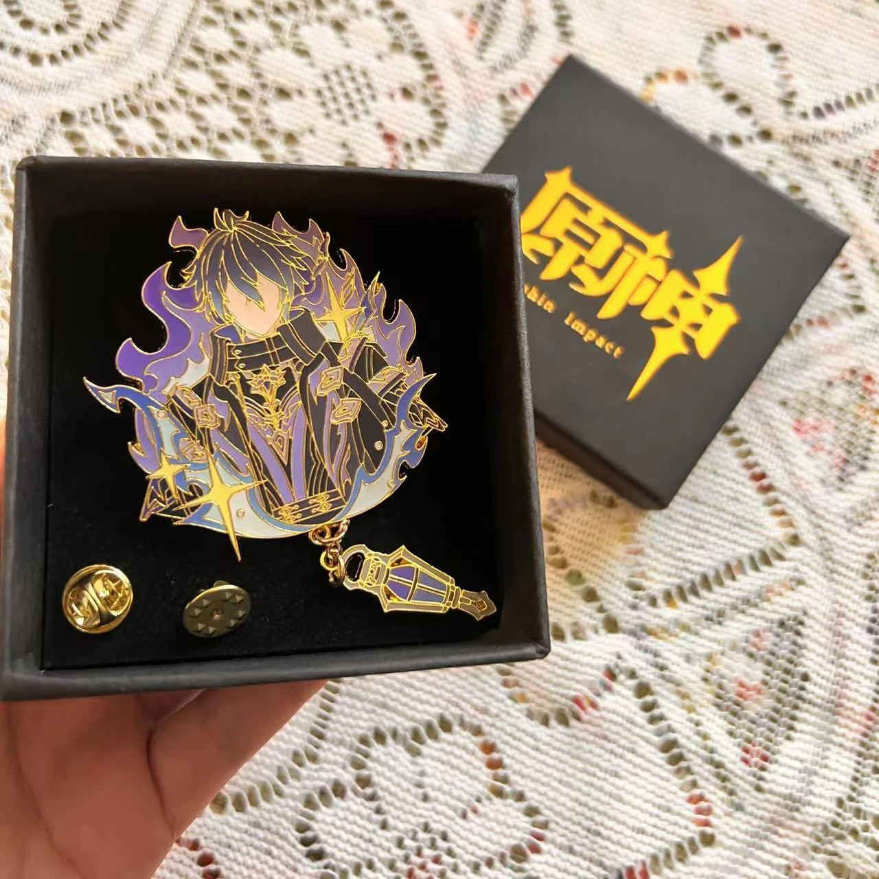 Genshin Impact Kyryll Chudomirovich Flins Cosplay Badges Anime Lightkeepers Flins Metal Brooches Pins Halloween Party Props Fans