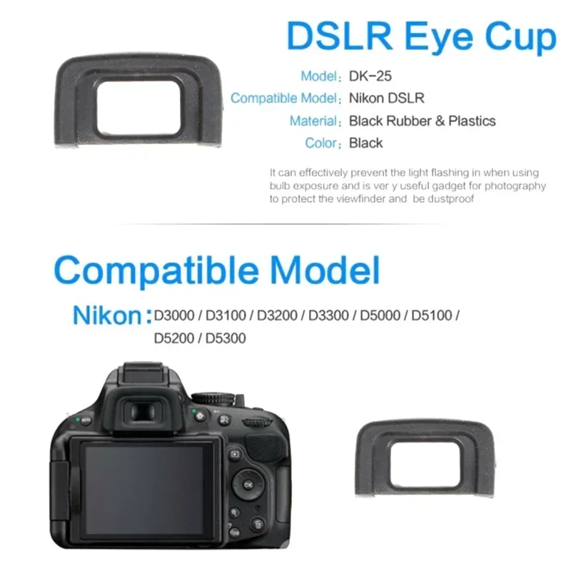 2 ชิ้นช่องมองภาพ Eyecup สําหรับ Nikon DSLR D300 D3100 D3200D3300 D5000 D5100 D5200 D5300