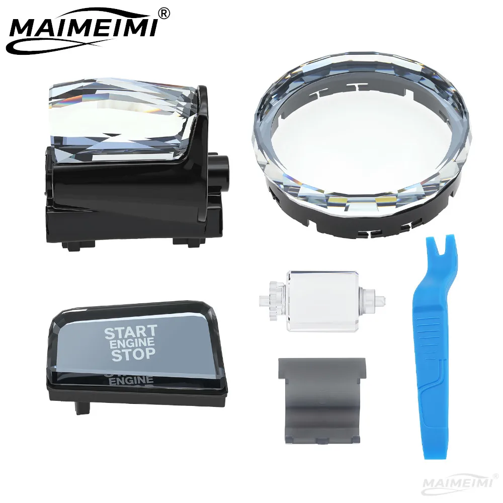 For BMW G60 G61 G70 2024 2025 Crystal 4-Piece Gear Shift Knob Stick Handle Set Start Stop Button Car Interior Accsesories