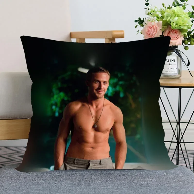 New Ryan Gosling Pillowcase Bedroom Home Decorative Gift Pillow Cover Square Zipper Pillow Cases 45x45 Satin Soft