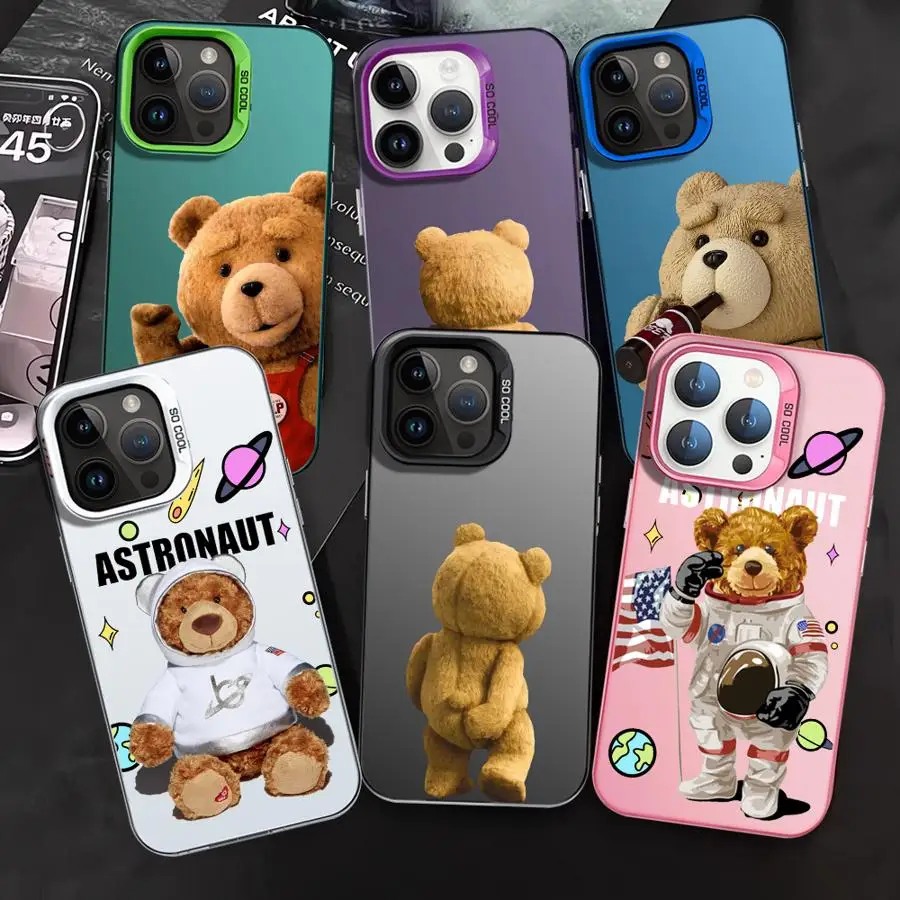 Teddy Bear Back Cartoon Phone Case for Oppo Realme 14 13 12 11 10 9i 8 8i C75 C65 C63 C55 C53 C35 C33 C20 C21Y C15 C21 Pro Plus