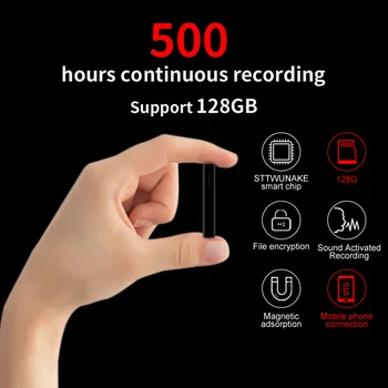 500 hours time Mini voice activated recorder built-in magnet small digital voice recorder audio dictaphone STTWUNAKE