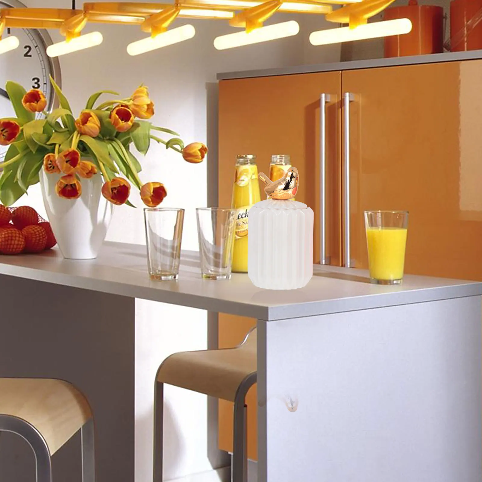 

1Pcs Ceramic Sealing Jar Kitchen Food Storage Container Transparent Rabbit Ear Decor Snack Storage Jar