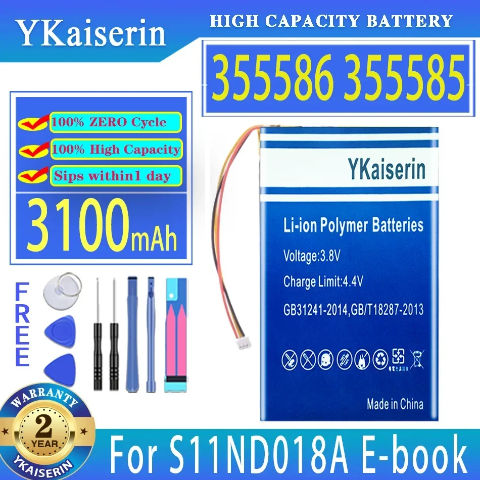 YKaiserin 3100mAh Replacement Battery S11ND018A for ONYX BBA10 355585 power bank for PSP DVR 305585 E-book Batteries