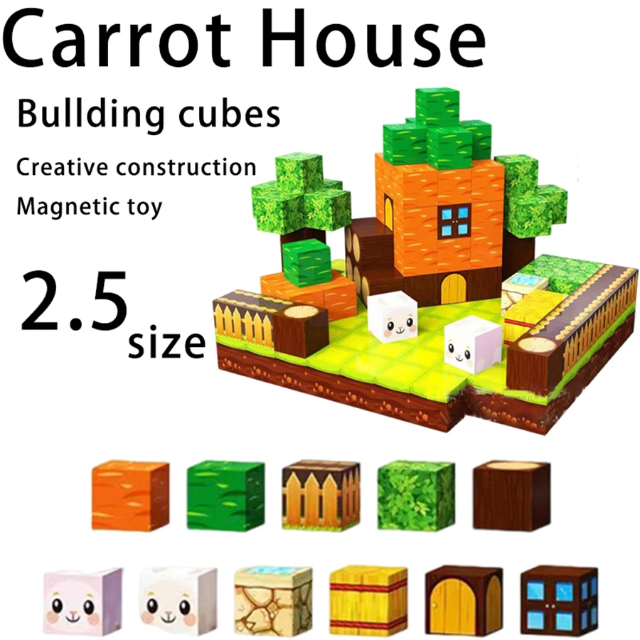 Carrot House Magnetic Building Blocks. Educational Children's Toys. Simple Building Blocks for Toys. Gifts for Children.