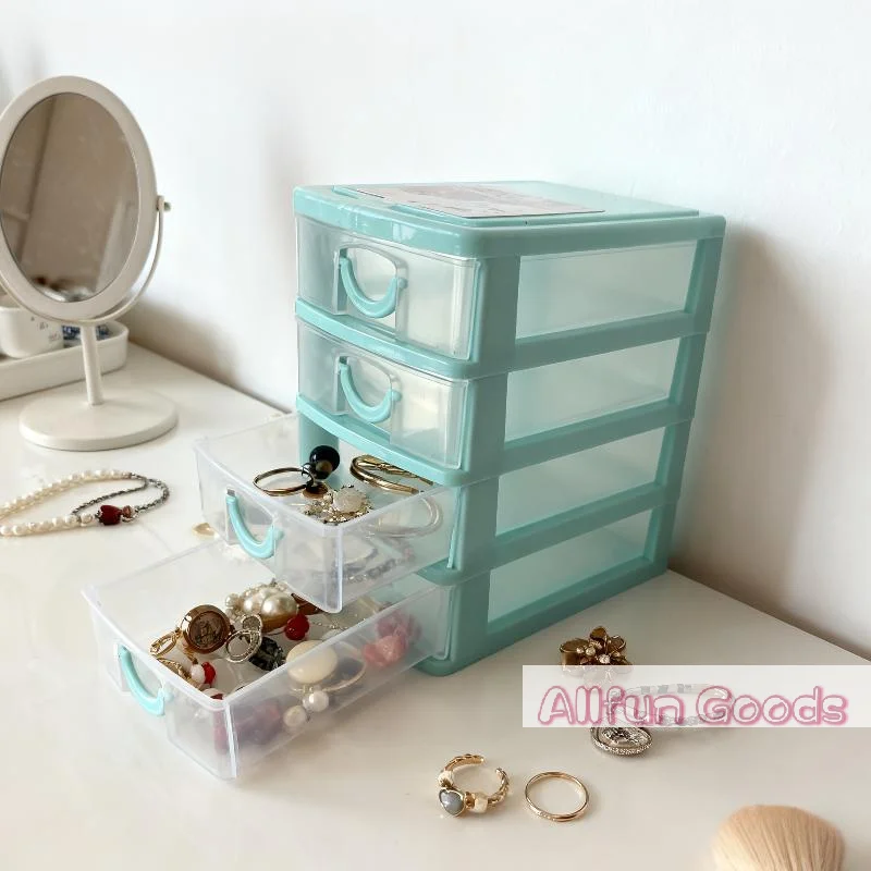 [TG835]1 Set Transparent Earring Organizer Box 4-Layer Drawer-Style Jewelry Storage Box Rhinestone Storage Case For Home Use