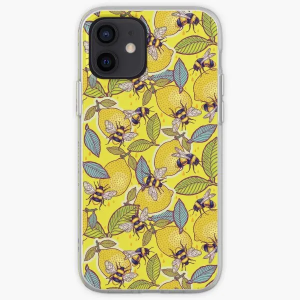 Yellow Lemon And Bee Garden Iphone Toug  Phone Case Customizable for iPhone X XS XR Max 11 12 13 14 Pro Max Mini 6 6S 7 8 Plus