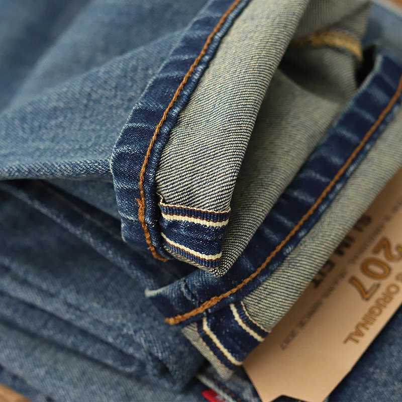 

Casual Men's Straight Leg Jeans Heavyweight Washed Red Ear American Vintage Lightweight Cotton Polyester Spring Autumn