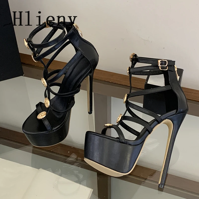 

Hlieny Summer Fashion Open Toe Platform Sandals Woman Runway Style Sexy High Heels Narrow Band Zip Party Shoes Zapatos De Mujer
