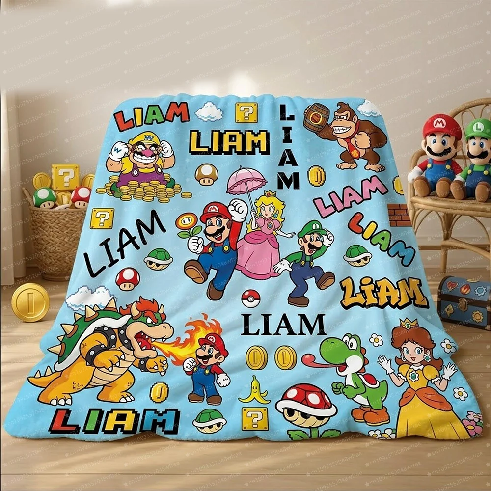 

Retro Mario Cartoon Gift Flannel BlanketWarm and Cozy Soft Throw Blanket for Home Bedroom Bed Sofa Travel Picnic Cover Kids