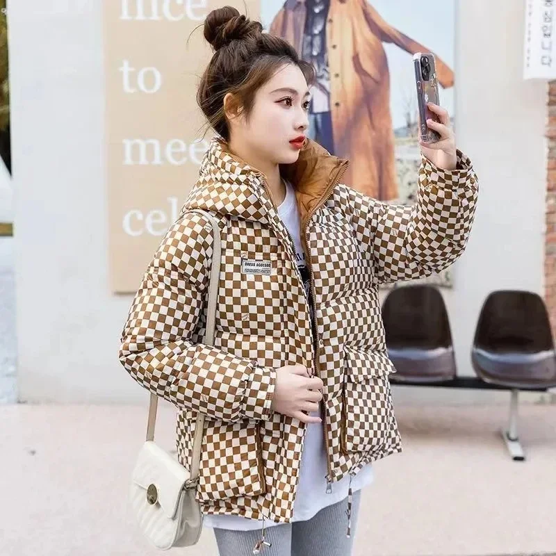 2024 New Korean Warm Thickened Cotton Padded Jacket Loose Hooded Cotton CoatWomen Winter Jacket Women Basic Coat Puffer Outwear