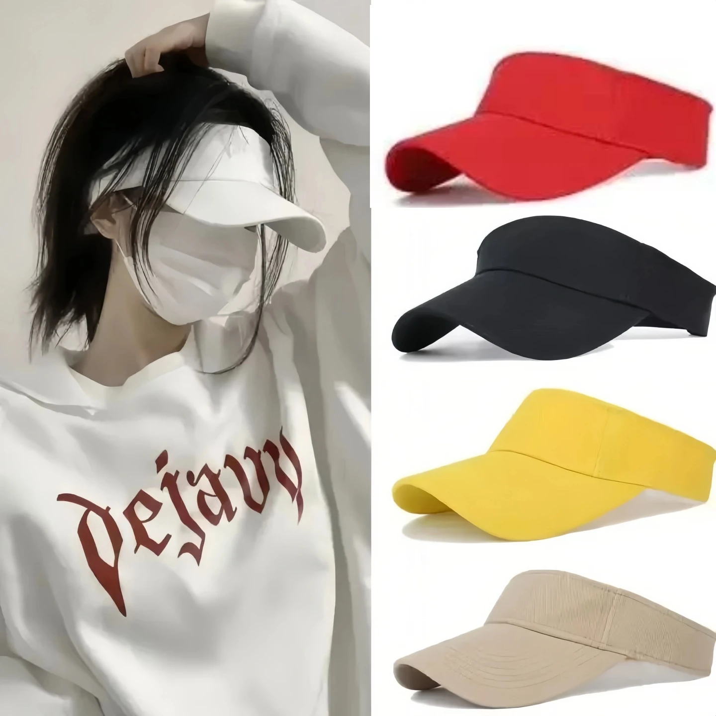 Cotton Sun Visor Hat for Women Men - Adjustable Empty Top Baseball Cap for Sports, Running, Golf, Beach - Multiple Bright Colors