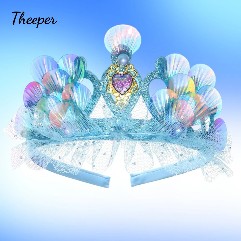 Princess Crown Headband Shiny Iridescent Pearl Decor Hair Hoop Trendy Stage Performance Party Dress Up Fashion Hair Accessory