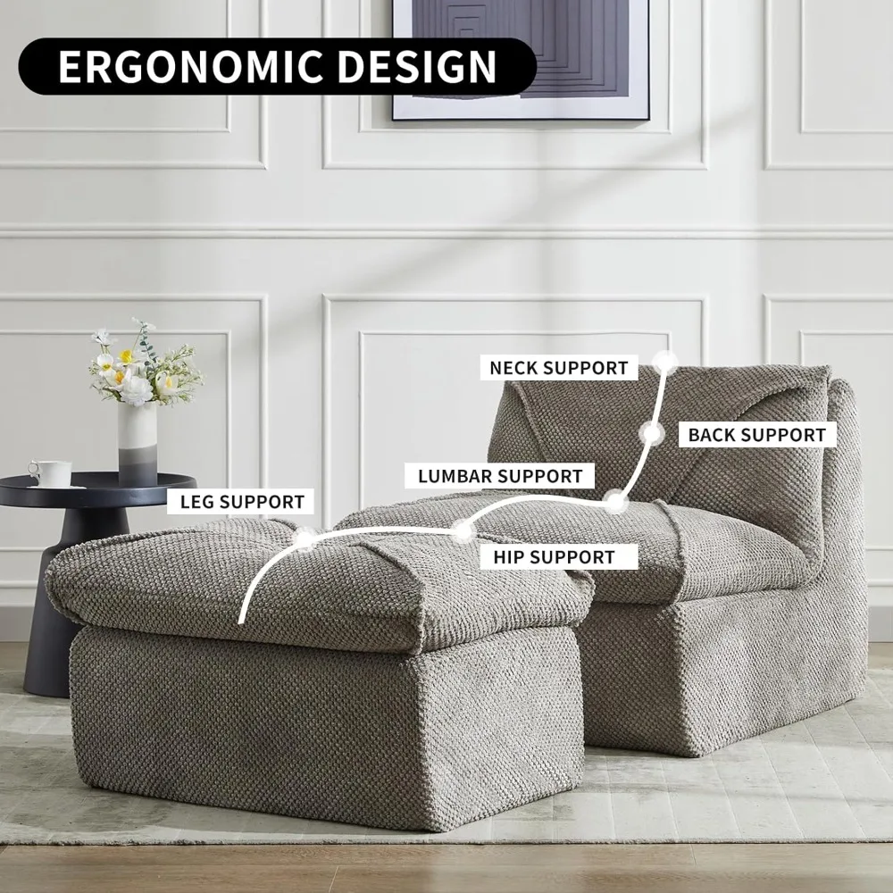 كرسي أريكة بين باج كبير جدًا وعثماني للاسترخاء المريح، مثالي للبالغين والمراهقين مع دعم رغوة معزز #3