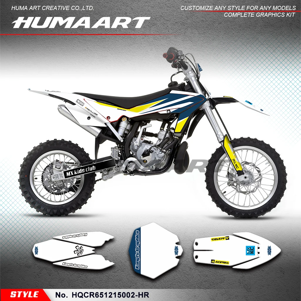 

HUMAART Racing Graphics Adhesive sticker for Husqvarna CR65 CR 65 2012 2013 2014 2015 Graphic Design, HQCR651215002-HR