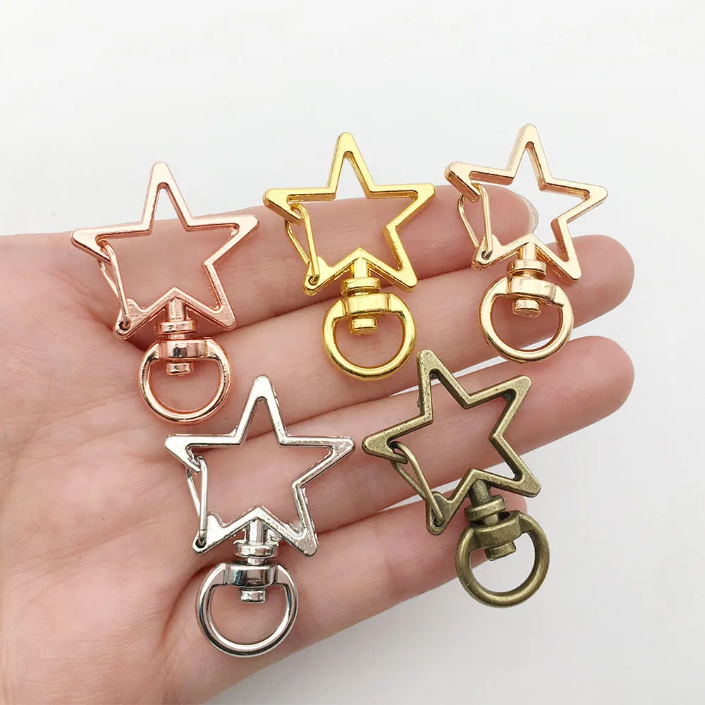 

5pcs/bag Star Shape Trigger Clips Buckles Lobster Clasp Snap Hooks for DIY Bracelet Jewelry Making Keychain Accessories 24*34mm