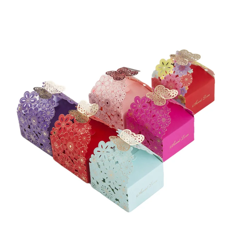 20/30/50PCS Flower Butterfly Candy Box Chocolate Packaging Wedding Bridal Gift For Guests Birthday Party Favors Decor Supplies
