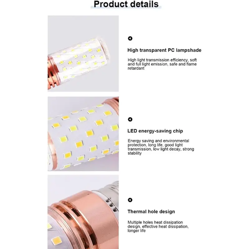 YWDZ-10Pcs E27 LED Corn Bulb 16W Corn Bulb Replace Halogens Lamps Small Screw-In Smart Three-Color Lighting