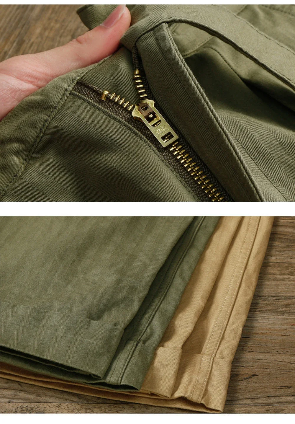 Blunt Razor American Vintage Khaki Workwear Gurkha Pants 270g Herringbone Pattern Washed Cotton Loose Straight Casual Pants
