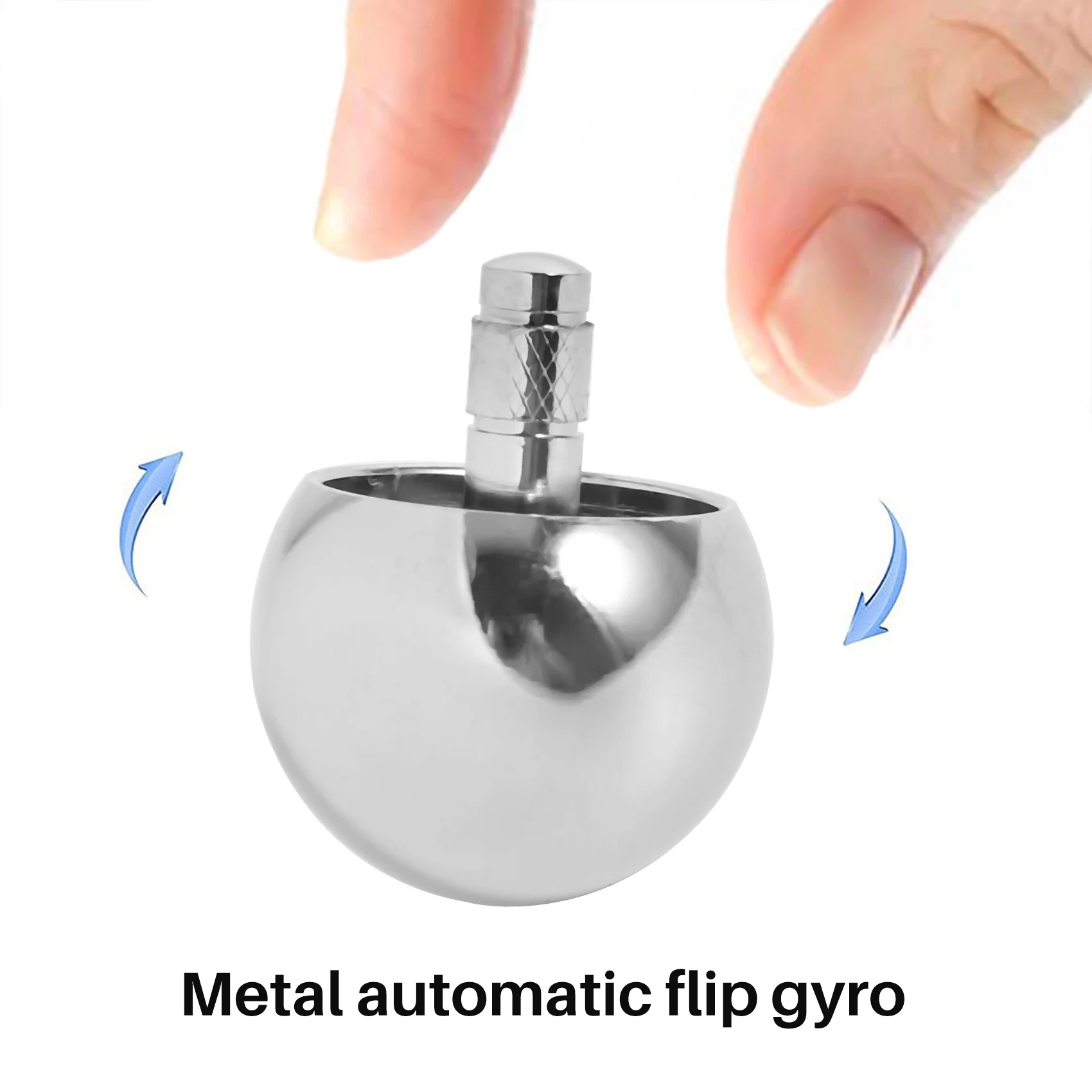 Tippe Top Metal Flip over Top Stainless Steel Spinning Top Toy Gift, Silver