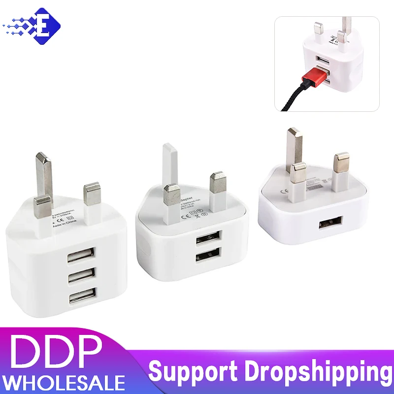 Universal 3 Pin UK Plug 3 AMP USB Adapter Wall Charger Home Charging With 1/2/3 USB PortsFor IOS Samsung Huawei Charging Charger