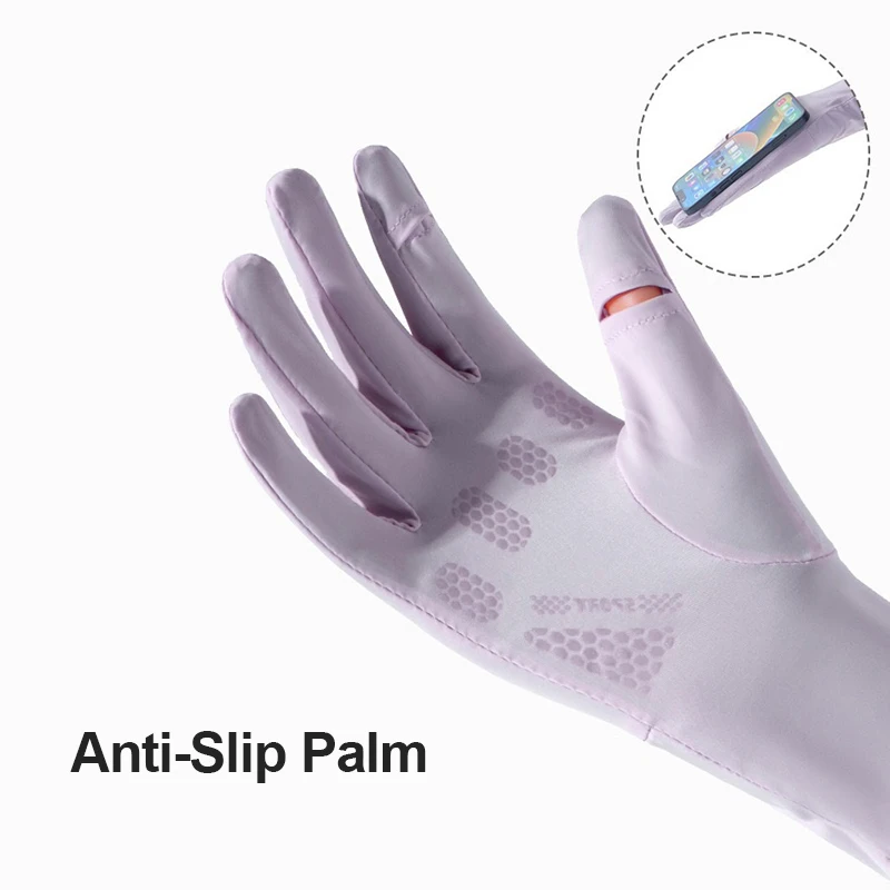 Sun Protection Gloves Lady Summer Gloves Driving Flip-Finger Non-slip Cooling Cycling Women Shopping Extended Wrist Hiking Glove
