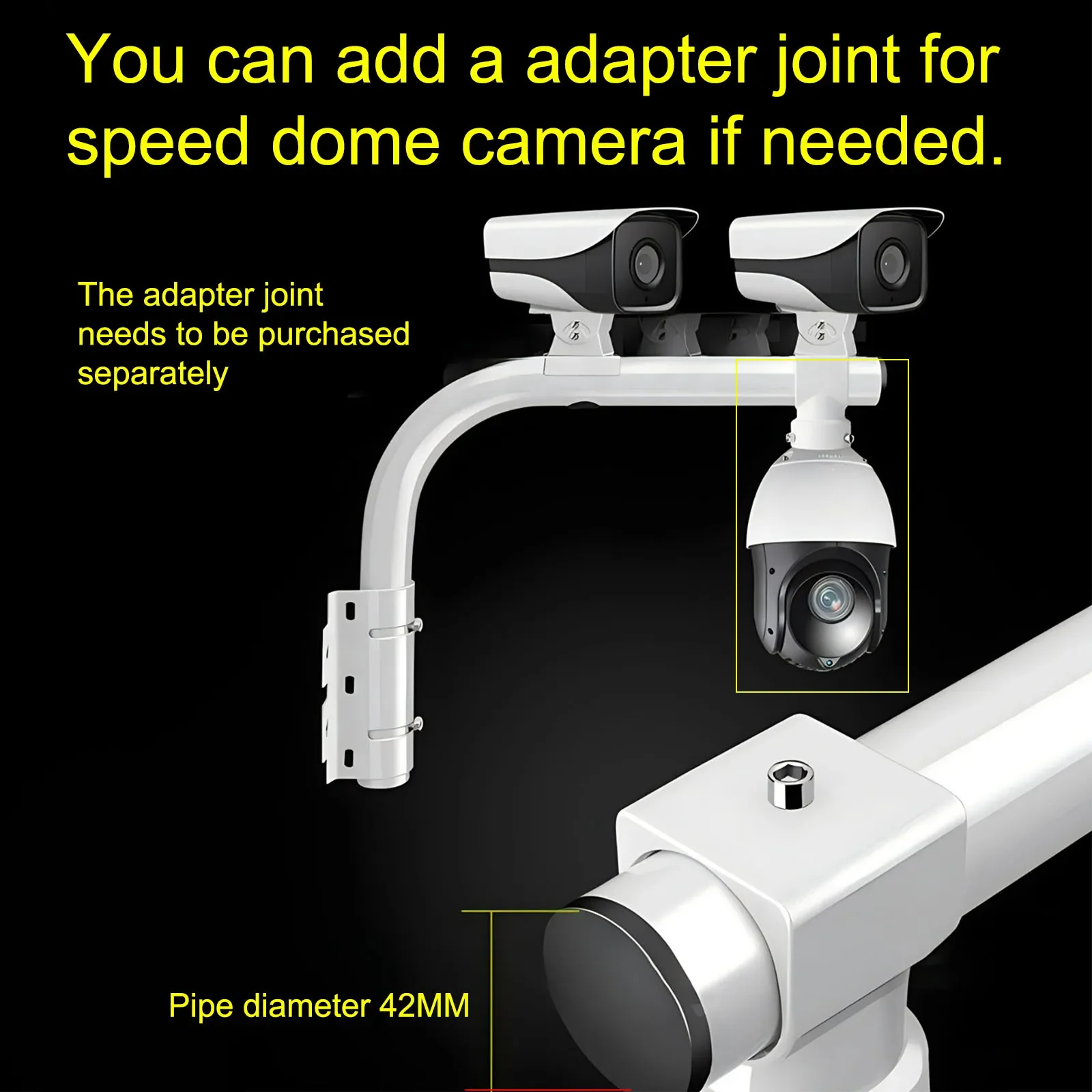 Dual Security Camera Installation Bracket, Outdoor Extended Wall Corner Mounted Pole 40CM