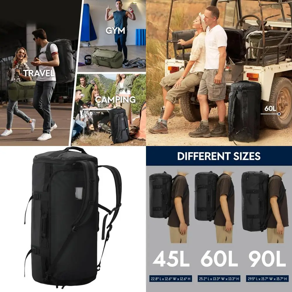 Convertible Travel Backpack with Shoe Compartment, 60L Capacity, Water-Resistant, Ideal for Weekend Trips, Sports, and Camping