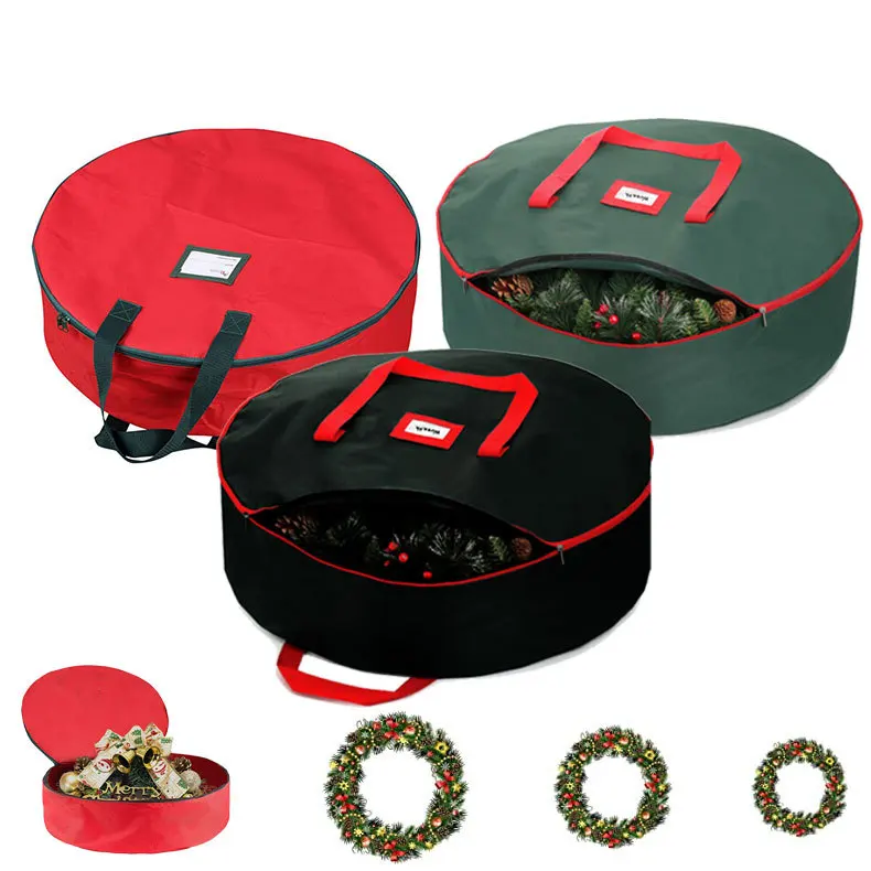 

Foldable Christmas Tree Wreath Storage Bag Oxford Dustproof Waterproof Large-capacity Storage Bags Xmas Wreath Bag Holiday Bags