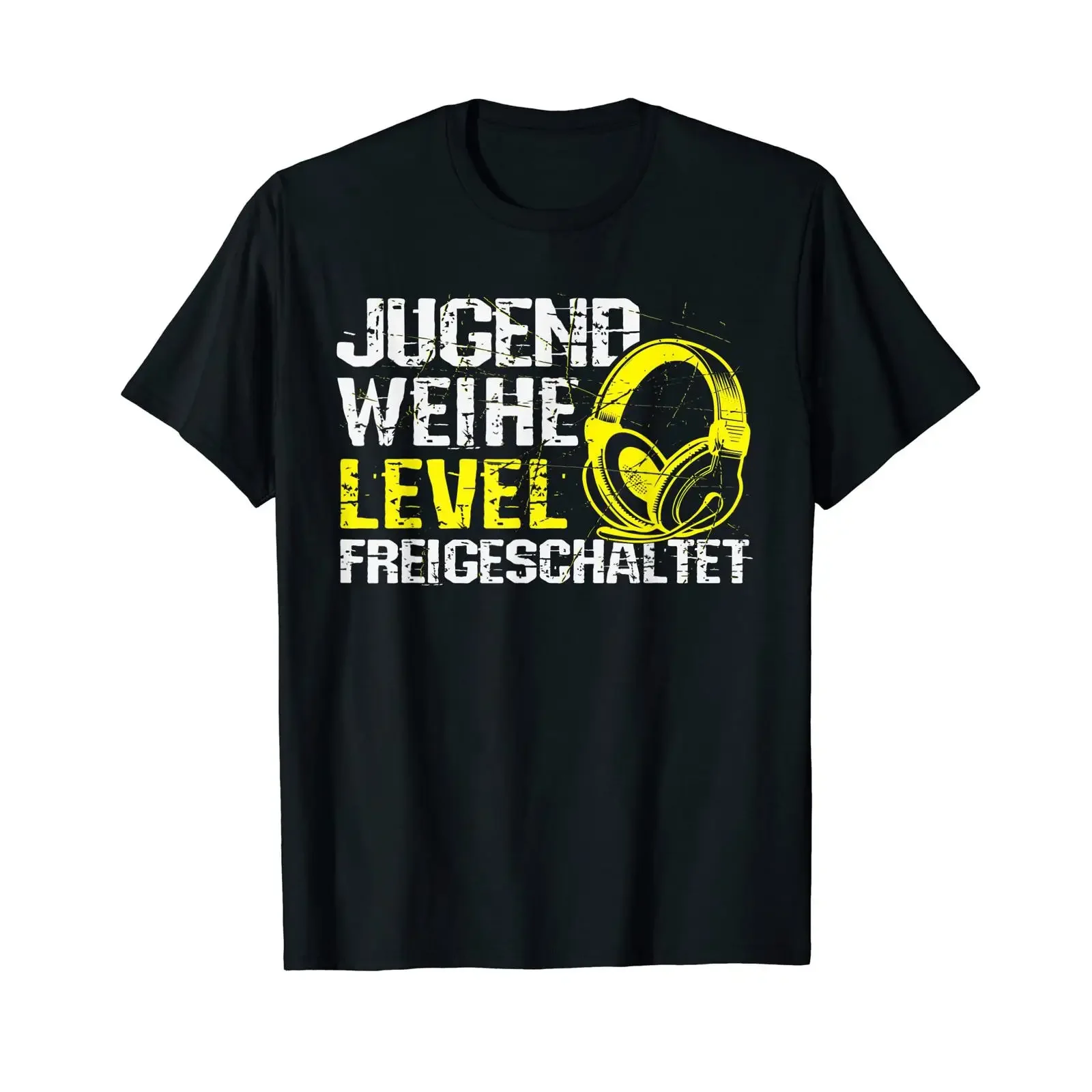 Youth Initiation Level Unlocked Video Games Gamer Headset T Shirt vintage Washed homme Top For Everyday Wear Comfortable