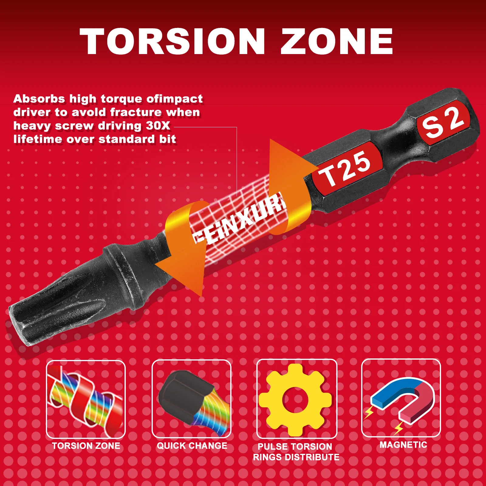 Geinxurn 10Pcs 2''/6'' Impact Tough Screwdriver Power Bit Set, Mixed S2 Alloy Steel Bit with Storage Organizer