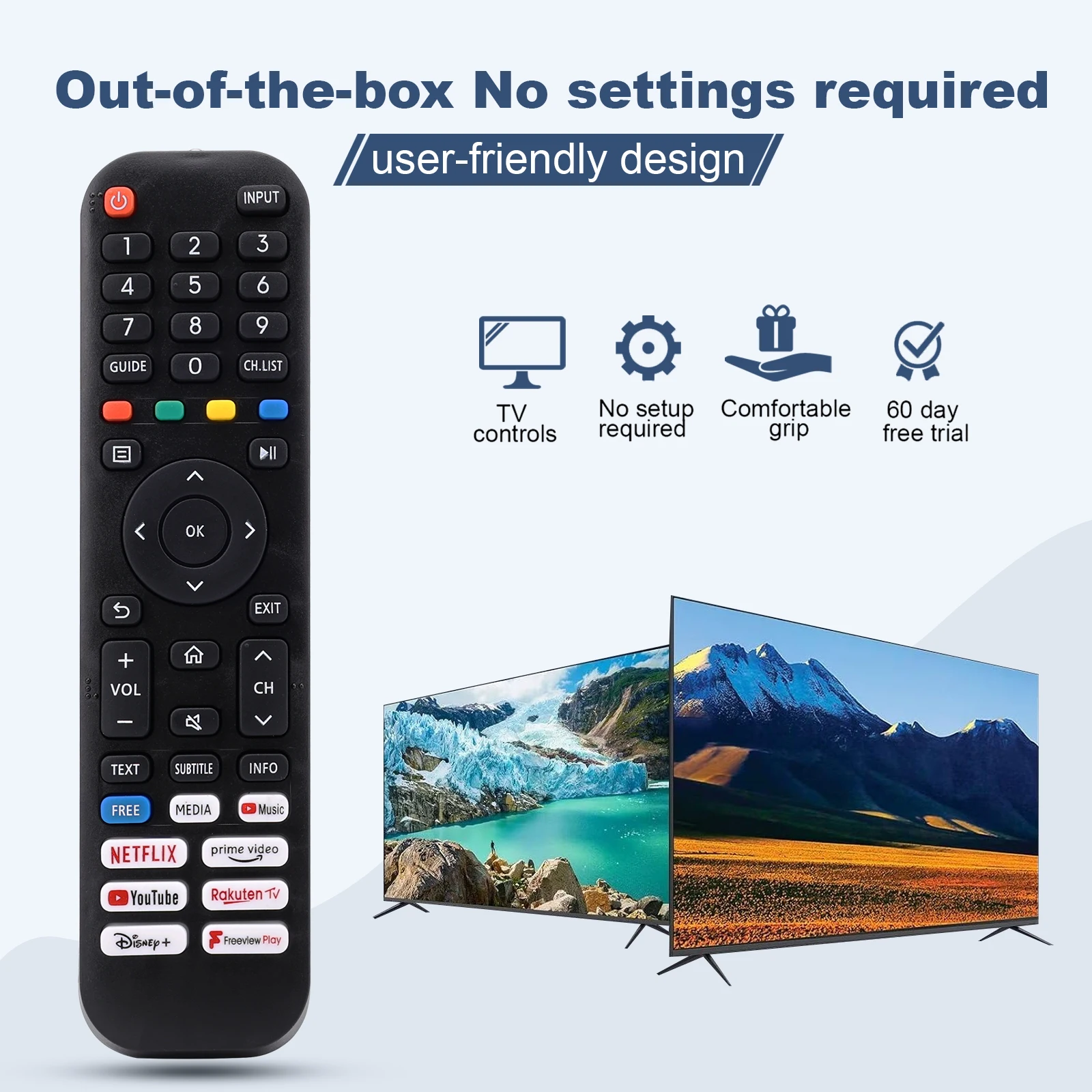 Universal for All Hisense-TV-Remote Control Compatible with All Hisense 4K LED HD UHD Smart TVs - Con Netflix, Prime
