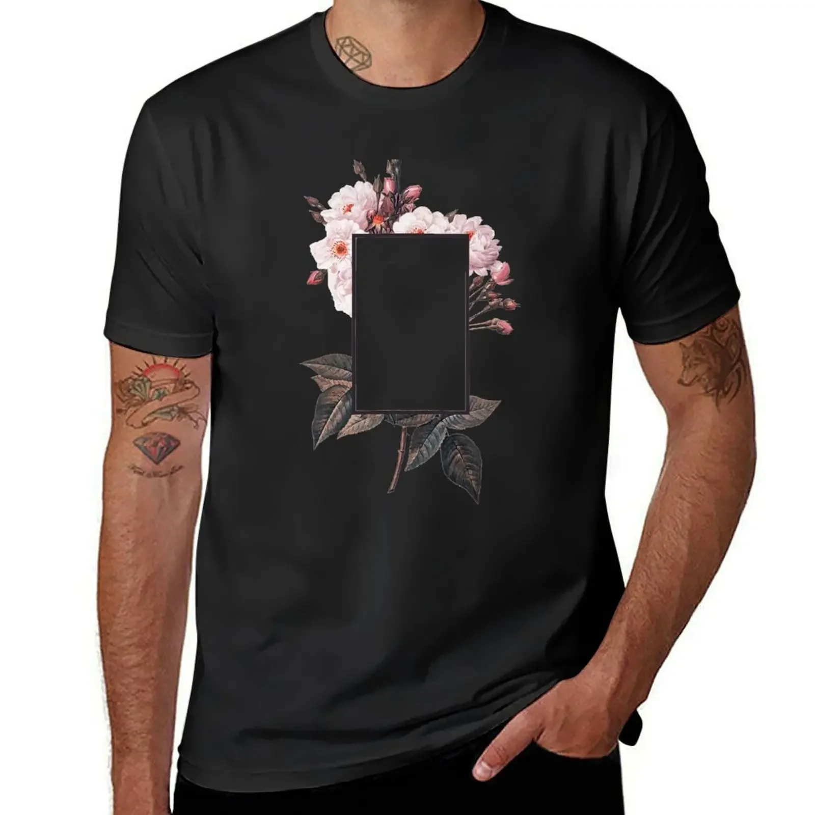 Floral Rectangle Logo T-Shirt quick drying shirts graphic tee funny t shirts men