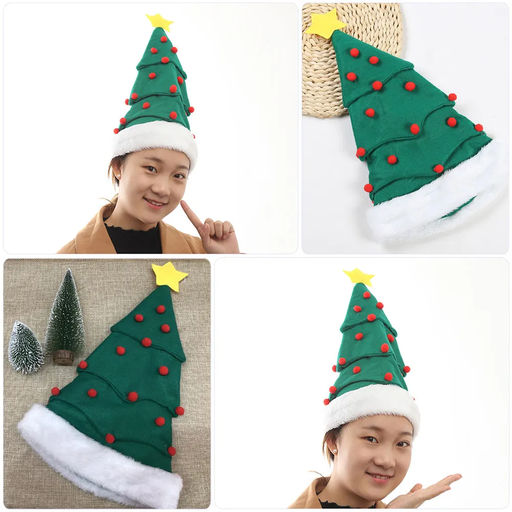 Christmas Tree Hat Soft Plush Festive Costume Accessory for Photoshoots Family Parties and Holiday Gatherings