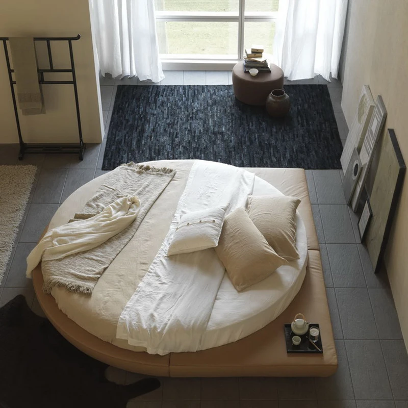 

Round Decoration Bed Floor Tatami Design Soft Save Space Large Size Comfortable Beauty Bed Ergonomic Muebles Home Furniture