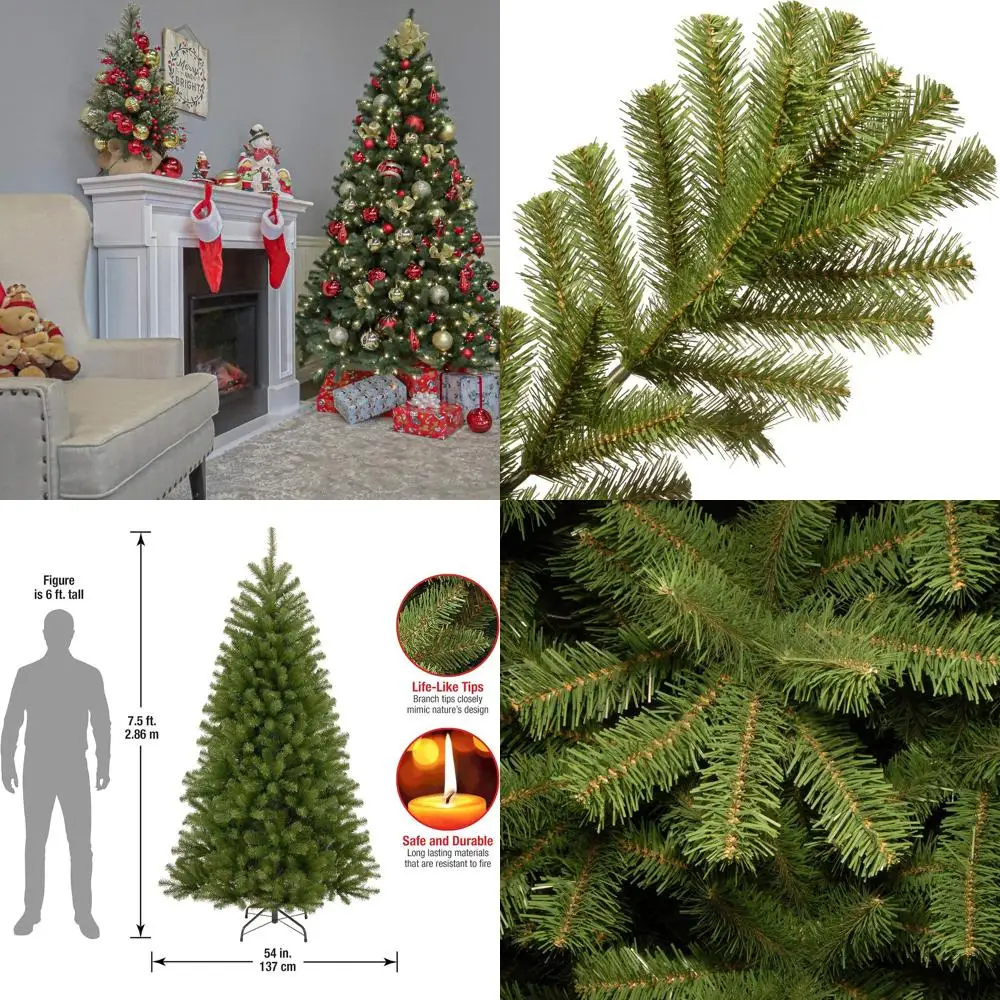 

Искусственная рождественская елка из ели северной долины, 346 наконечников, высота 7,5 футов, зеленая, с подставкой