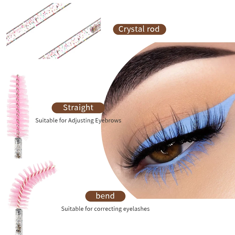 Wegwerp Kristal Wimperborstel Mascara Toverstokken Lash Extension Tools Make-Up Applicator Groothandel Wimpers Accessoires Roze/Blauw