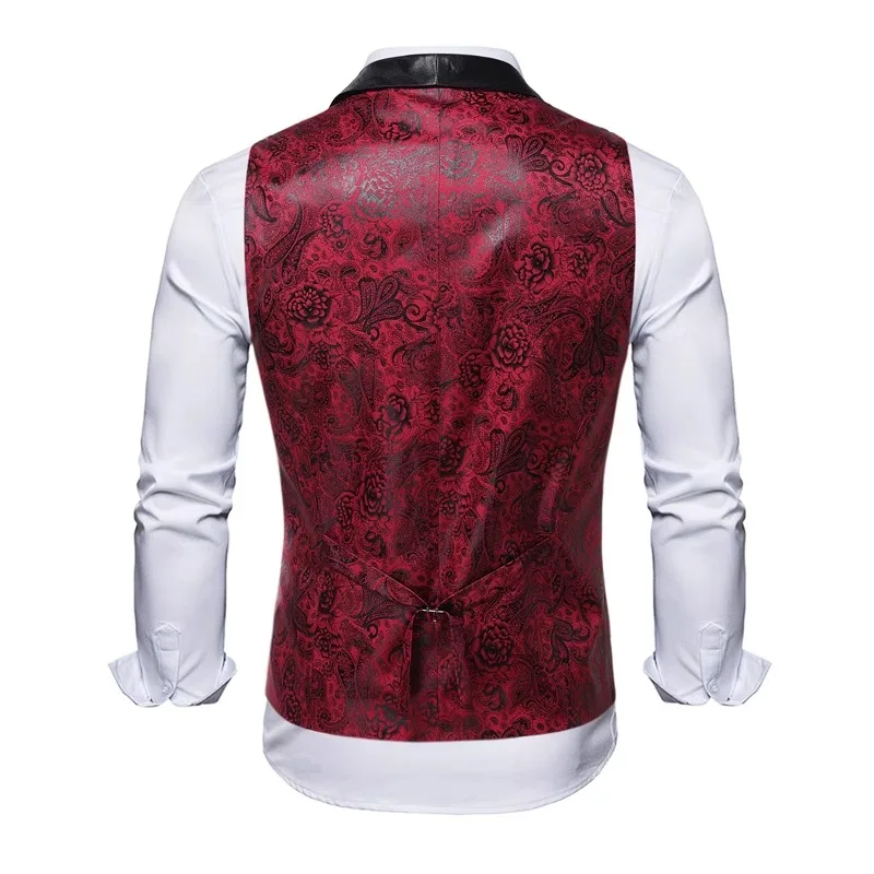 Coletes luxuosos com estampa paisley para homens, colete vintage masculino 2025 steampunk, vestido de festa de casamento, colete masculino slim gillet homme