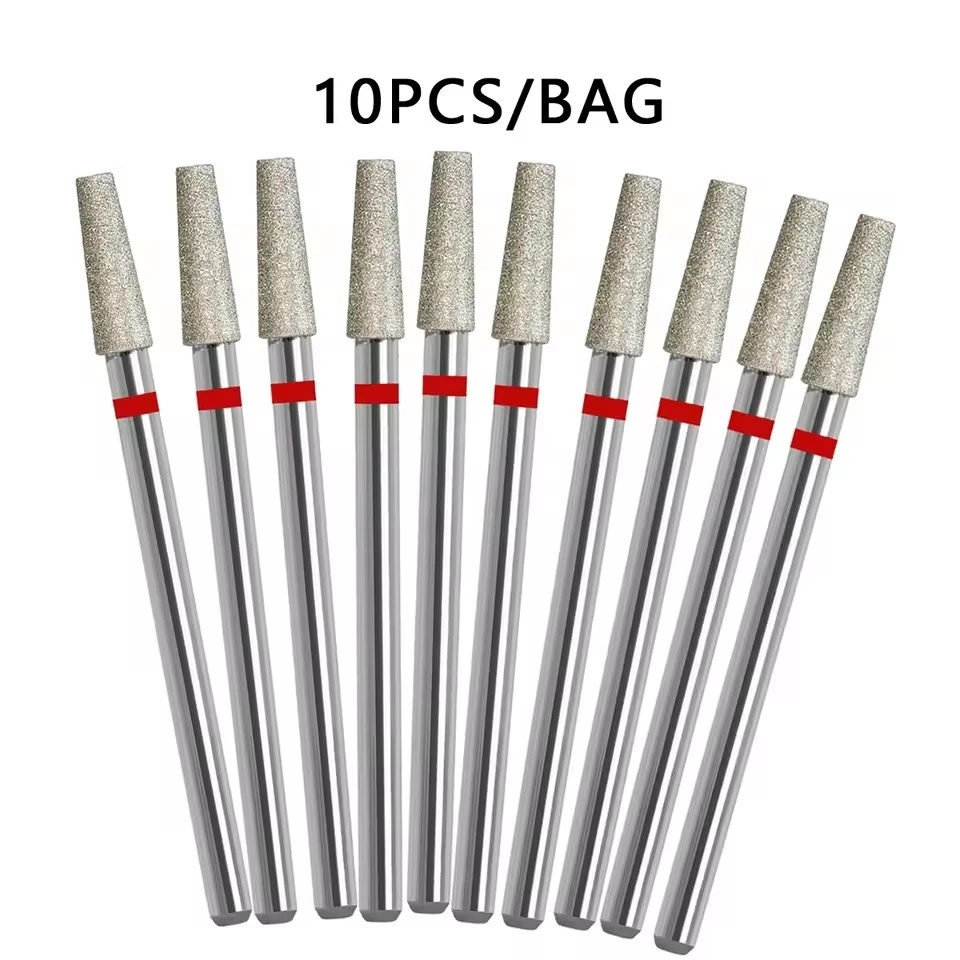 10 قطعة/المجموعة الماس مسمار مثقاب مجموعة مسمار الماس قاطعة المطحنة ل مانيكير 3/32 "دغ ملف الأظافر الكهربائية أداة إزالة الجلد الميت #3