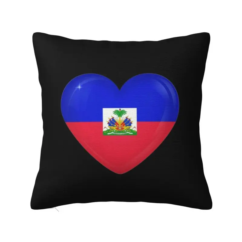 Custom Luxury Haiti Flag Heart Sofa Cushion Cover Velvet Haitian Patriotic Pillow Case for Living Room