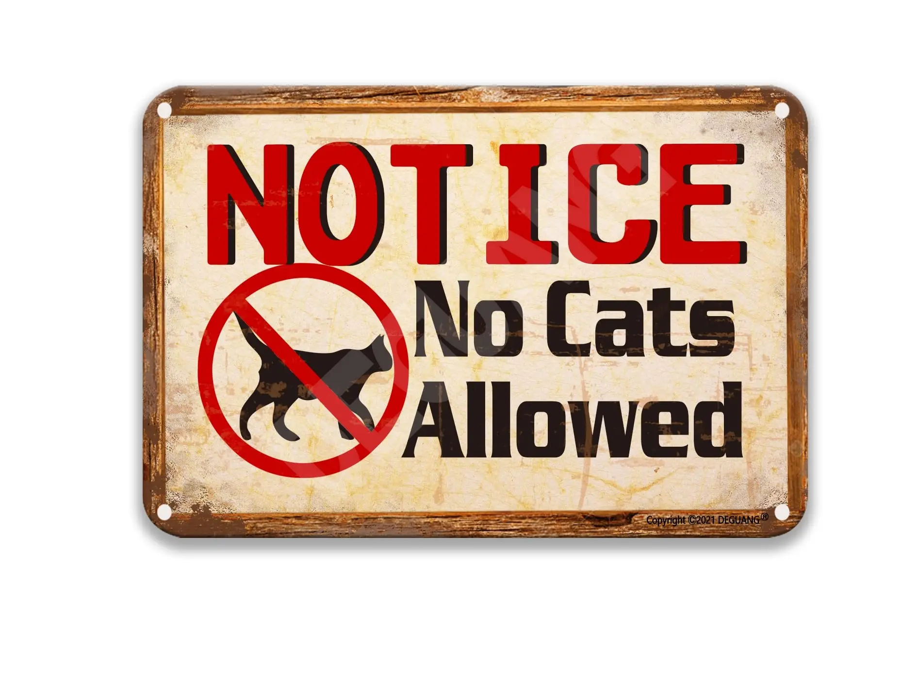 Warning No Cats Allowed Vintage Tin Signs French Country Kitchen Decor Decor For Home Wall Decor For Bedroom Metal 8X12 sign