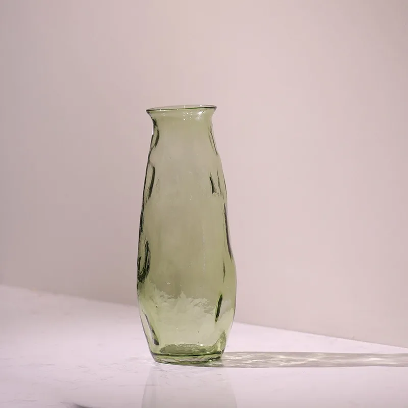 

Modern simple opening light green irregular glass vase living room decoration ornament