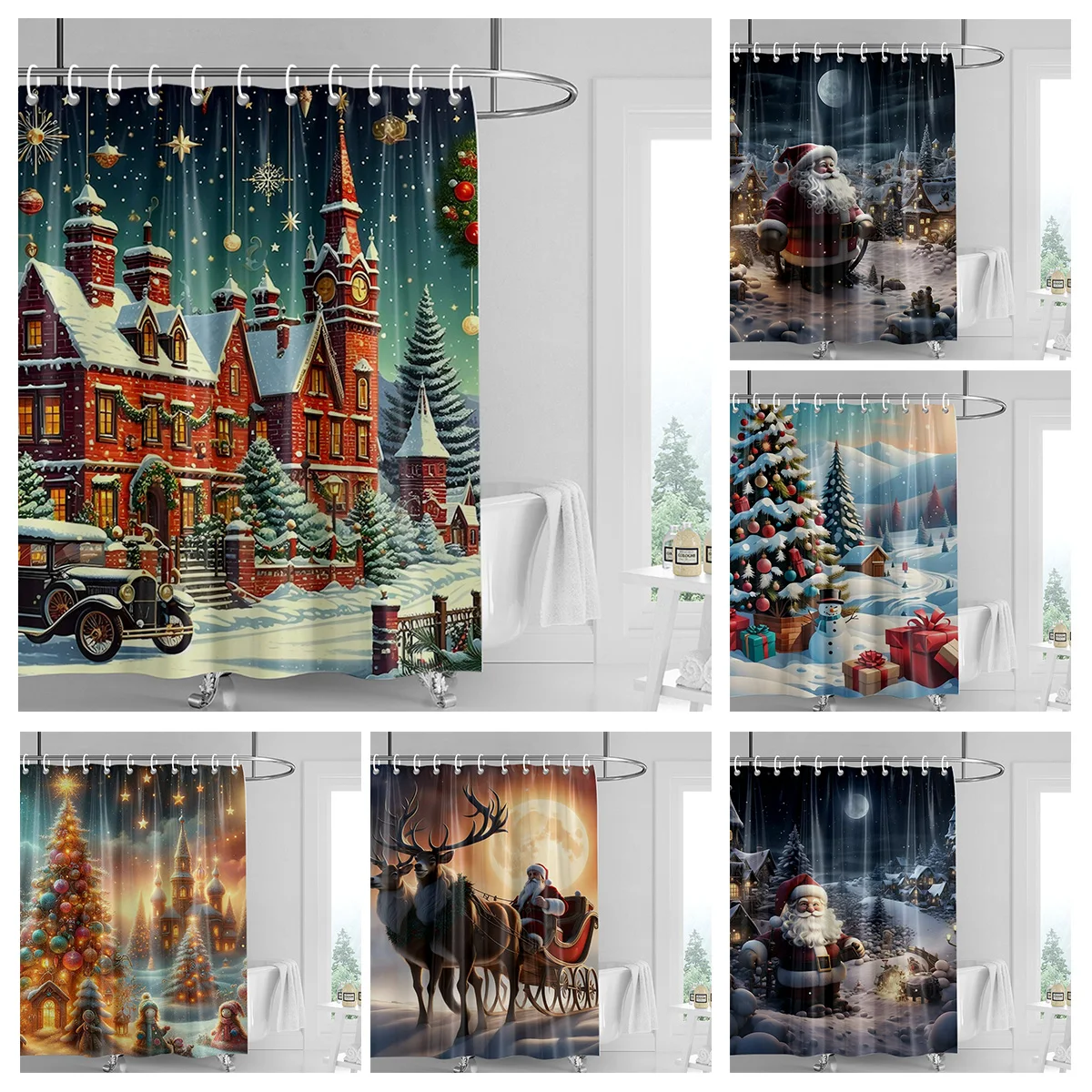 

Home decoration shower curtains for bathroom waterproof curtain fabric Modern Nordic style Living Room Merry Christmas winter