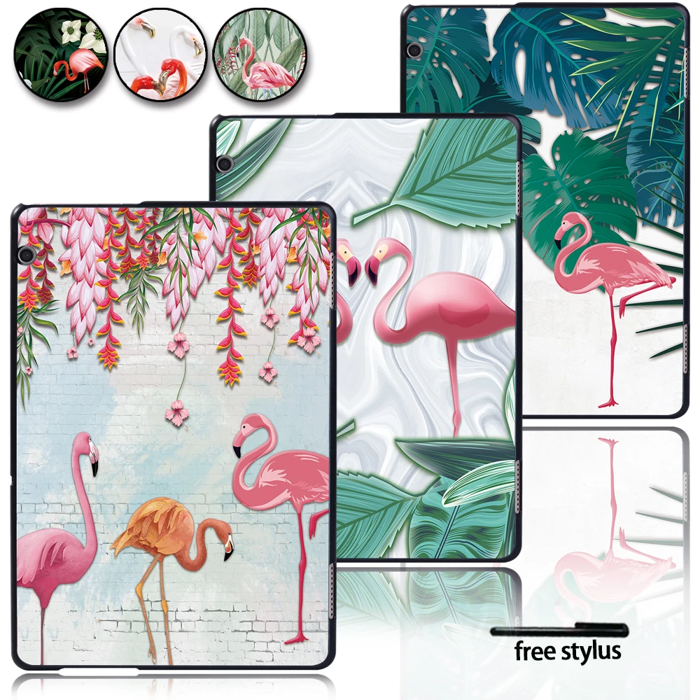 

For Huawei MediaPad M5 Lite 8/T3 8.0/M5 Lite 10.1"/M5 10.8"/T3 10 9.6"/T5 10 10.1" Flamingo Print Plastic Hard Back Tablet Cover