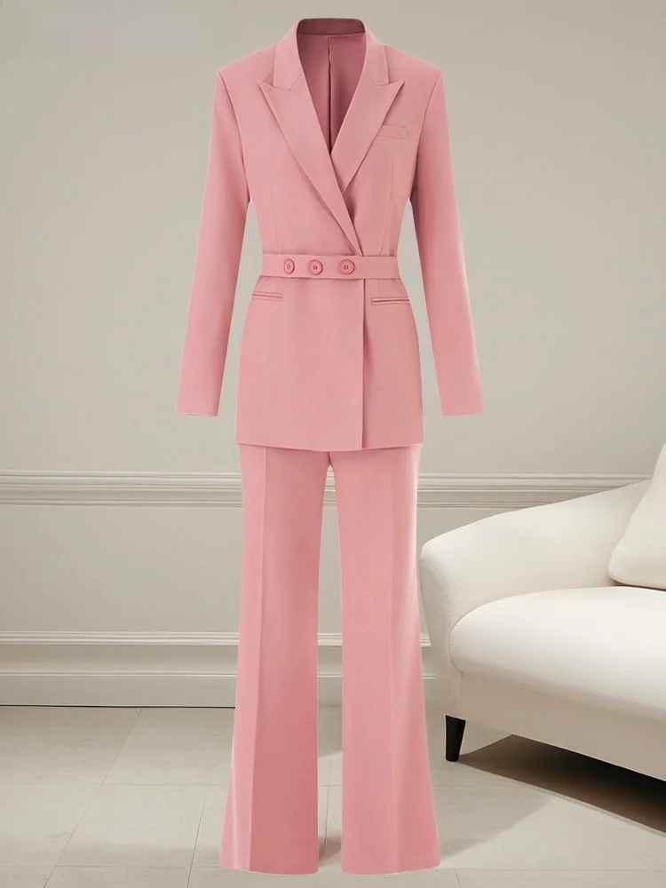 

Новый женский модный костюм 2026: пиджак с завышенной талией и брюки с широкими штанинами, дышащий полиэстер, деловой стиль для офиса
