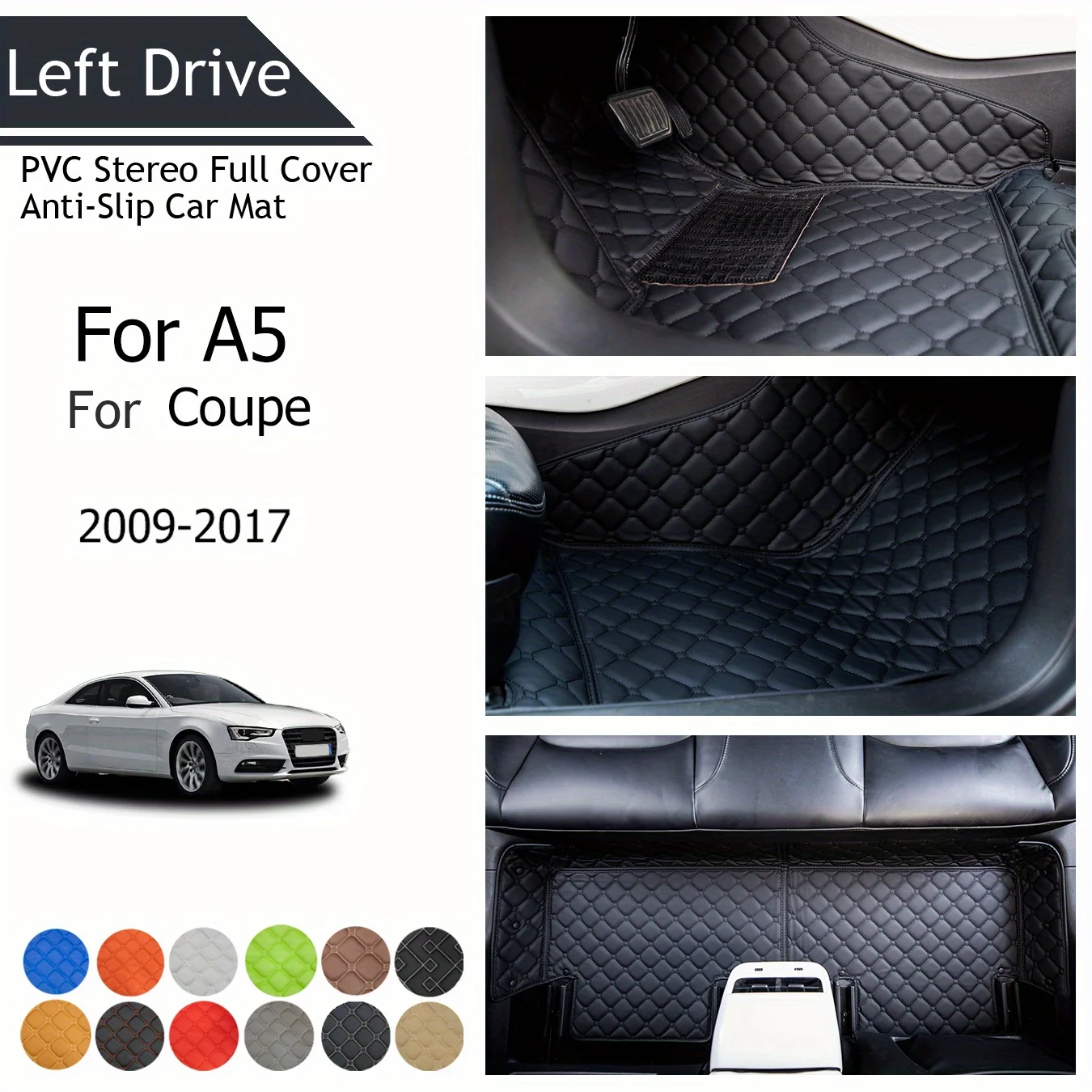 

TEGART 【LHD】For Audi For A5 Coupe 2009-2017 Three Layer PVC Stereo Full Cover Anti-Slip Car Mat Car Floor Mats Car Accessories